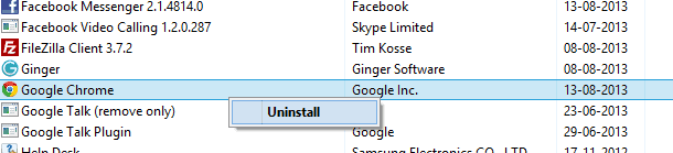 Uninstall Chrome