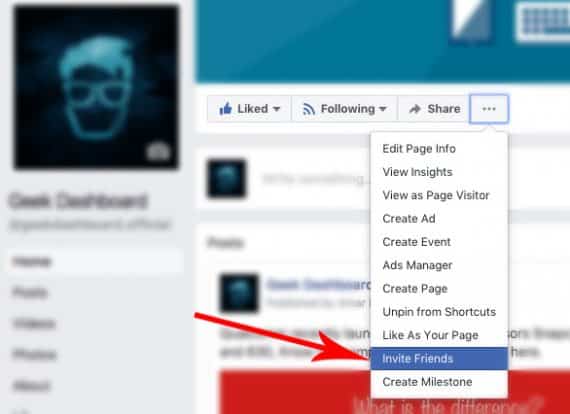 how to invite all facebook friends to page