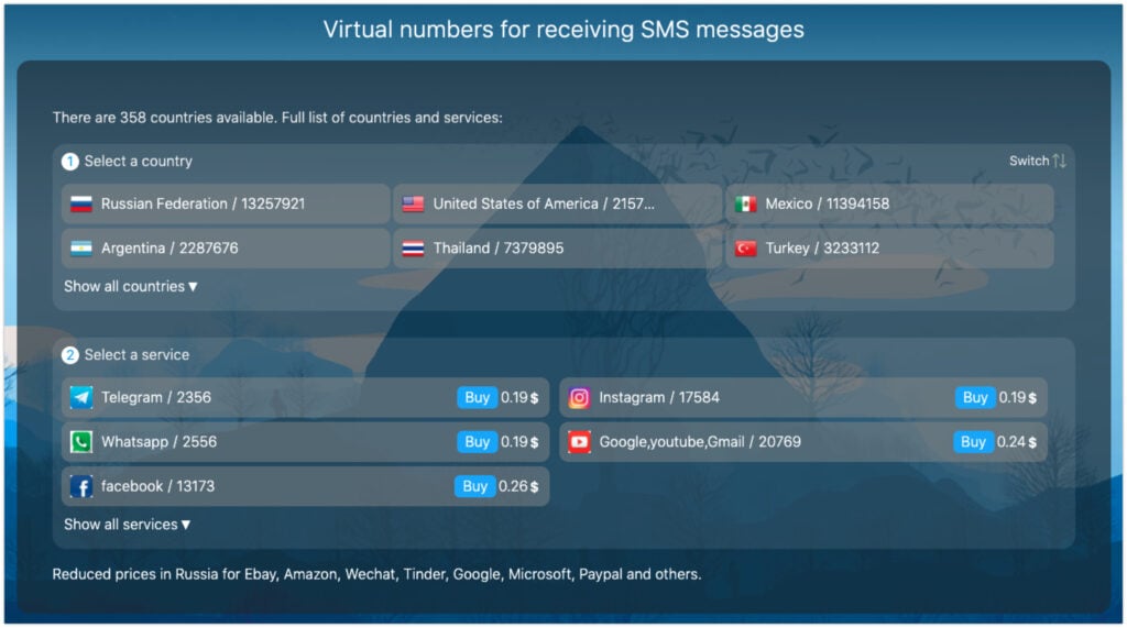 SMS-MAN.com Interface