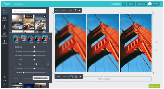 Canva as an online photoshop alternative