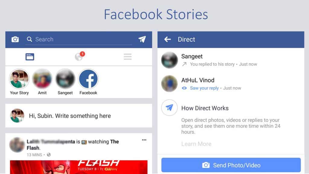 Stories in Facebook App
