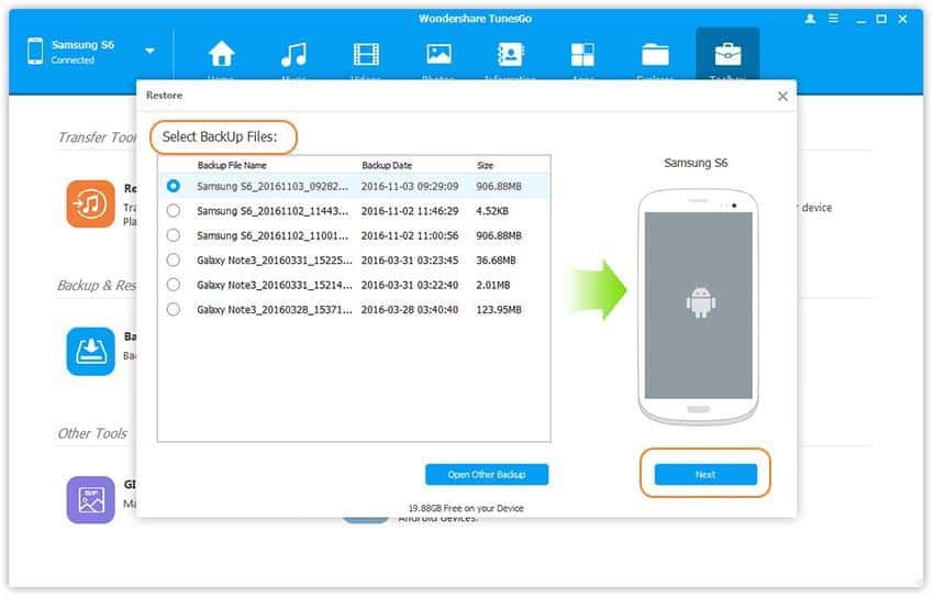 backup and restore Samsung smartphones data