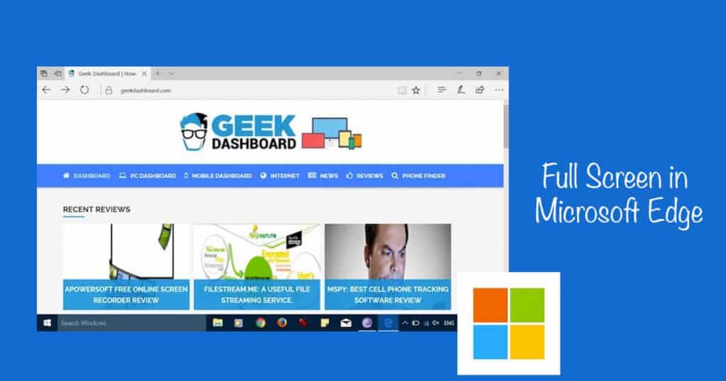 How to access full screen in microsoft edge