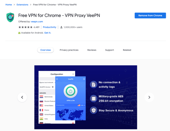Download VeePN Chrome Extension