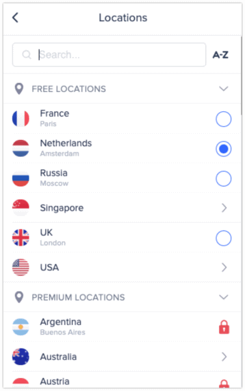 Select Indonesia Location from VeePN