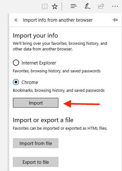 import bookmarks from chrome to edge