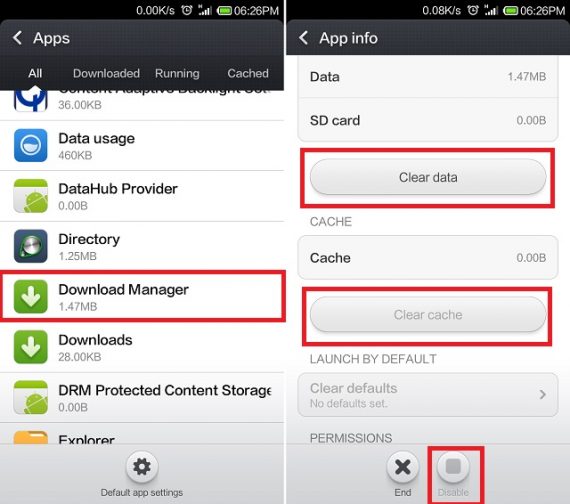 Clear Data and Cache for Download Manager
