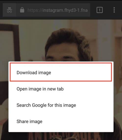 Tap on Download Image to save Instagram profile image