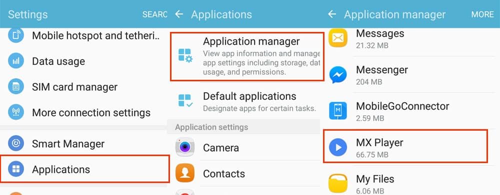 Navigate to Settings > Storage > Application manager