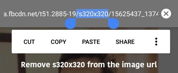 remove s320x320 from Instagram profile image url