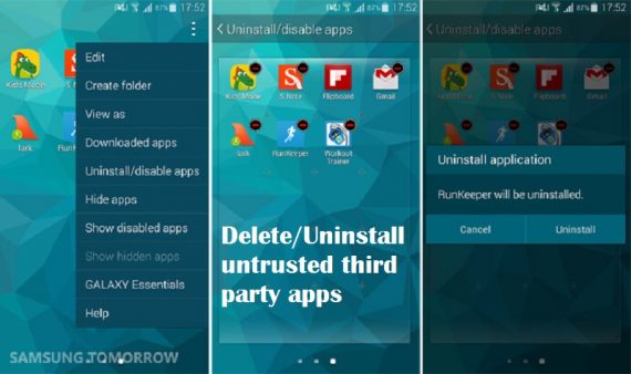 samsung galaxy s5 delete apps