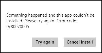 windows app store error code