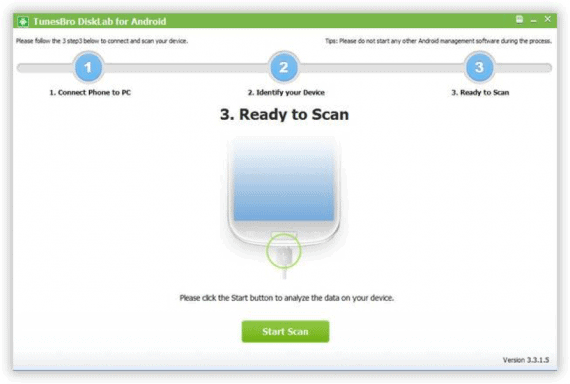 Scan your device to find deleted data