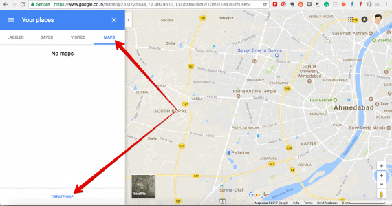 Visit Maps and here tap on Create Map icon