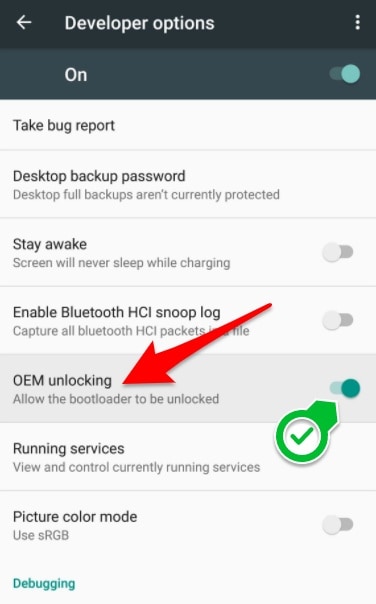 Go to Settings and then go to Developer options. Inside developer options,enable OEM Unlocking. This is required to unlock the bootloader of Nexus 5X