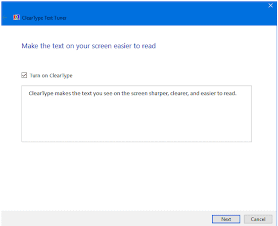 ClearType Tuner Settings in Windows 10