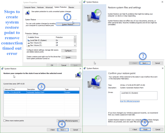 Create a system restore step by step procedure