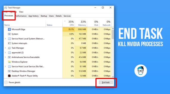 kill all nvidia processes using task manager