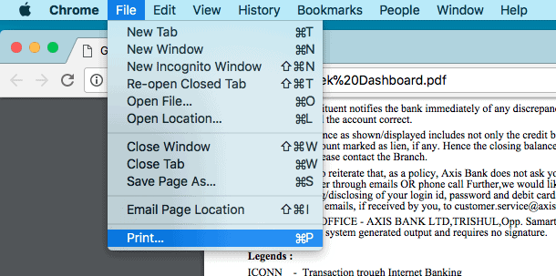Select Print from File menu