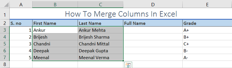 How To Merge Columns in Microsoft Excel Without Data Loss