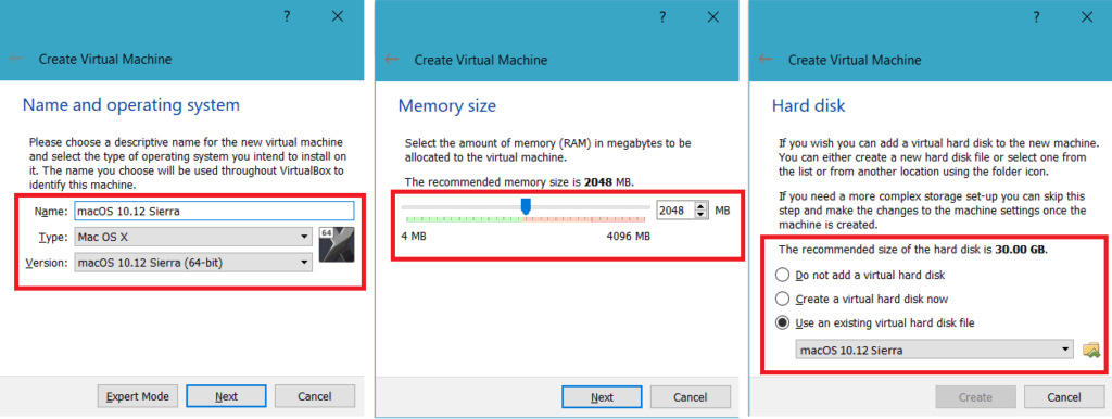 Virtual machine parameters