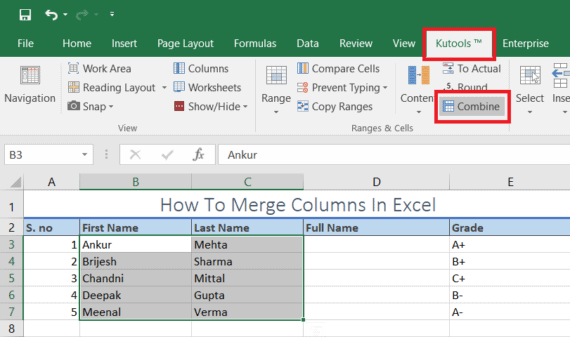 merge multiple columns in excel