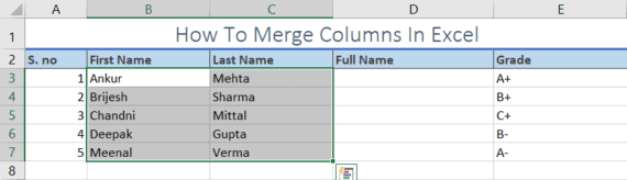 merge multiple columns in excel