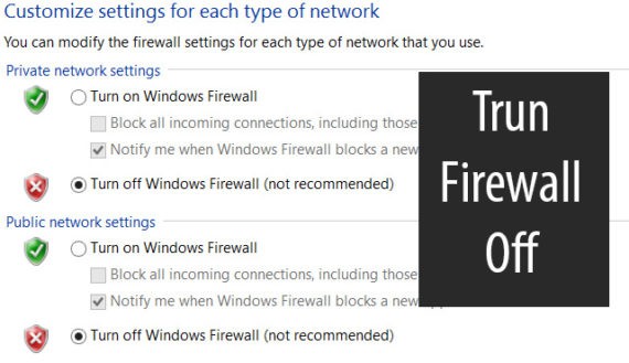 turn firewall off