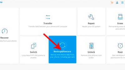 Select backup and restore option