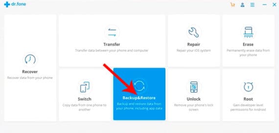 Select backup and restore option