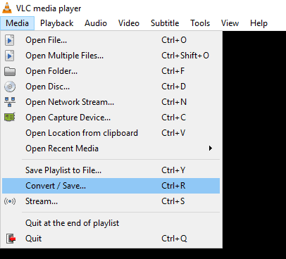 Choose Convert / Save... from Media