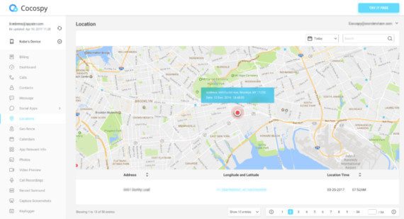 Cocospy location tracking