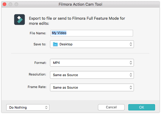 Filmora Action Cam Tool Export