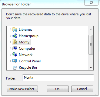 Choose the destination folder