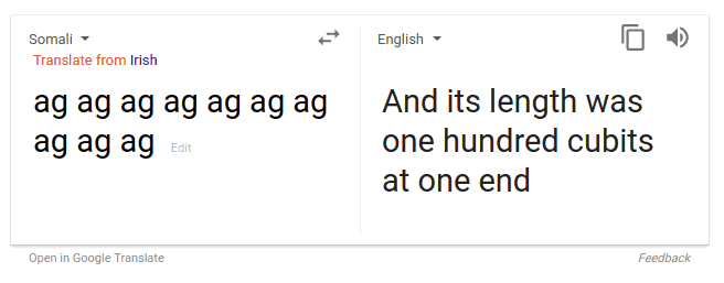 One more example of Google Translate that shows random text for word "ag"