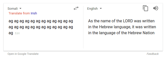 Google Translate Converts Gibberish text