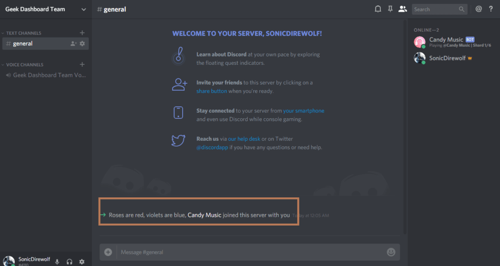 Discord Bot added to server