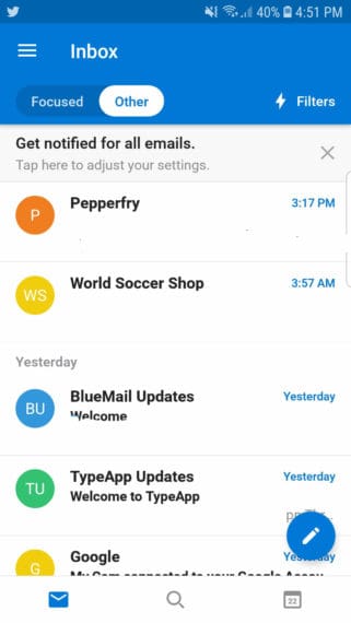 Microsoft Outlook email app