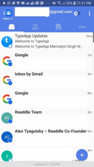 TypeApp Mail app with intuitive UI