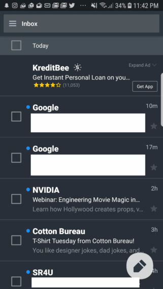 Yahoo Mail app with theme customization option