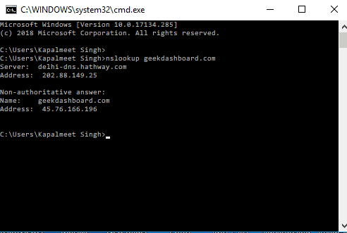 Finding DNS Servers in Windows using nslookup command