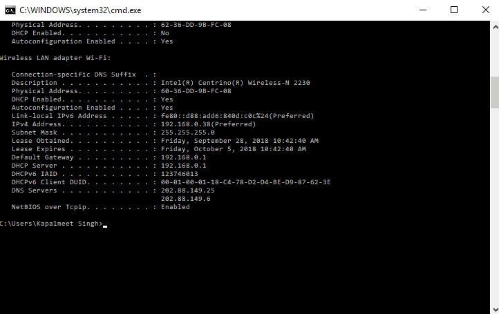 Finding DNS Servers on Windows using ipconfig Command