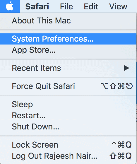 Click Apple icon and select System Preferences...