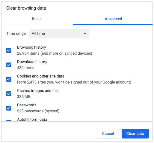 Clear Chrome Data in Mac