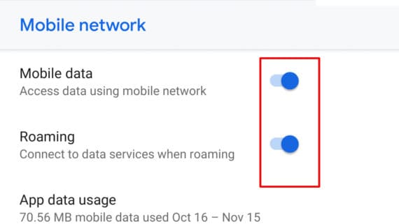 Enable Mobile Data and Roaming in Android