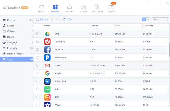 IOTransfer 3 Review - Manage Apps