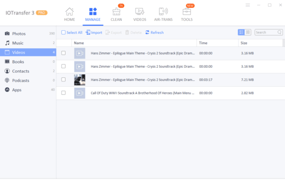 IOTransfer 3 Review - Manage Videos