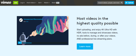 Vimeo is the an YouTube alternative for movies and shows