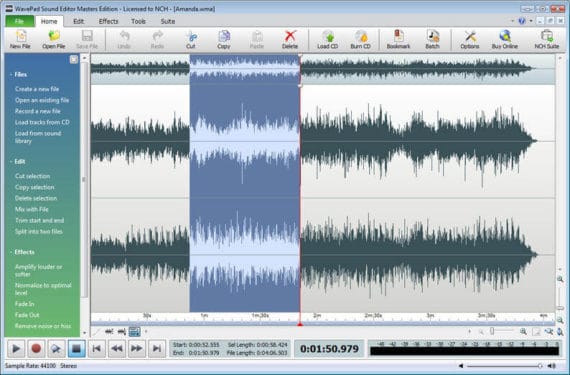 WavePad audio editing software