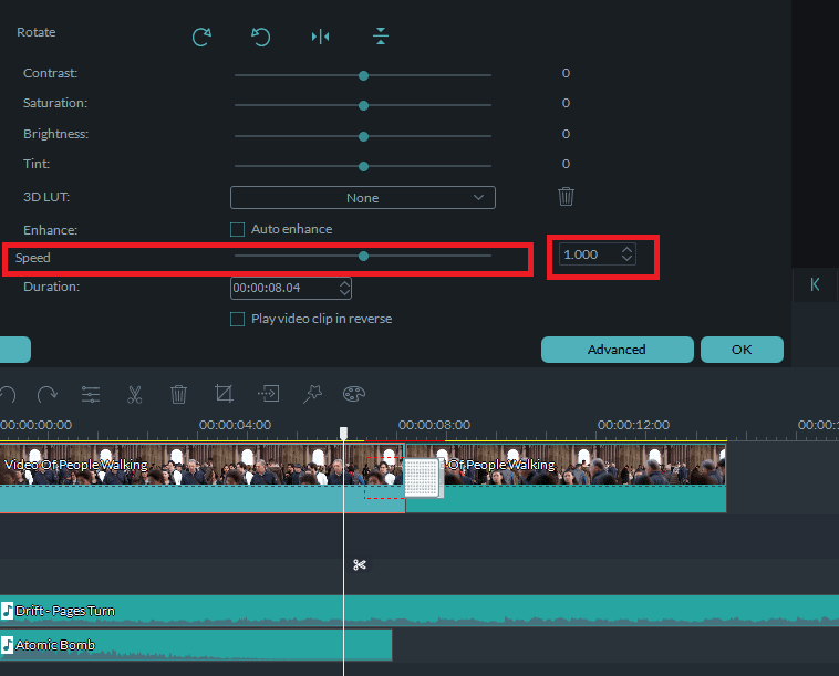 Applying slow motion effect to your video